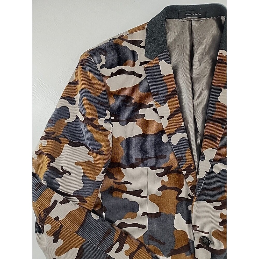 M151 Sz M | Camo Camouflage Corduroy Sport Coat Blazer‎ Jacket Bold Statement